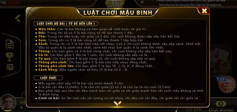 Các thuật ngữ trong Mậu Binh Hitclub mà người chơi cần lưu ý