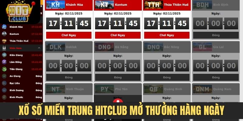 Xổ số miền Trung Hitclub mở thưởng hàng ngày